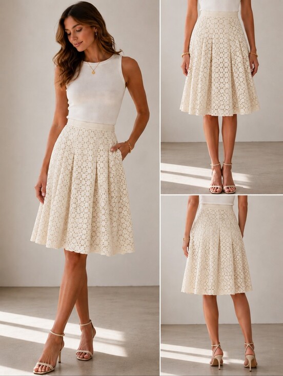 Tory Burch Dresses & Skirts - Tory Burch Floral Embroidered Lace Skirt Size 8 Ivory